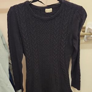 GREIGE Black Cable Knit Flared Sweater
